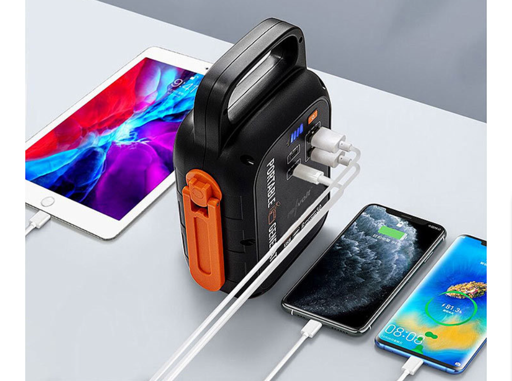 Crank power bank and flashlight - emergency power - dynamo power station - 18 W - 22.5 Ah - quick charge - power delivery - emergency power bank - emergency light / emergency lamp - emergency power supply / power supply