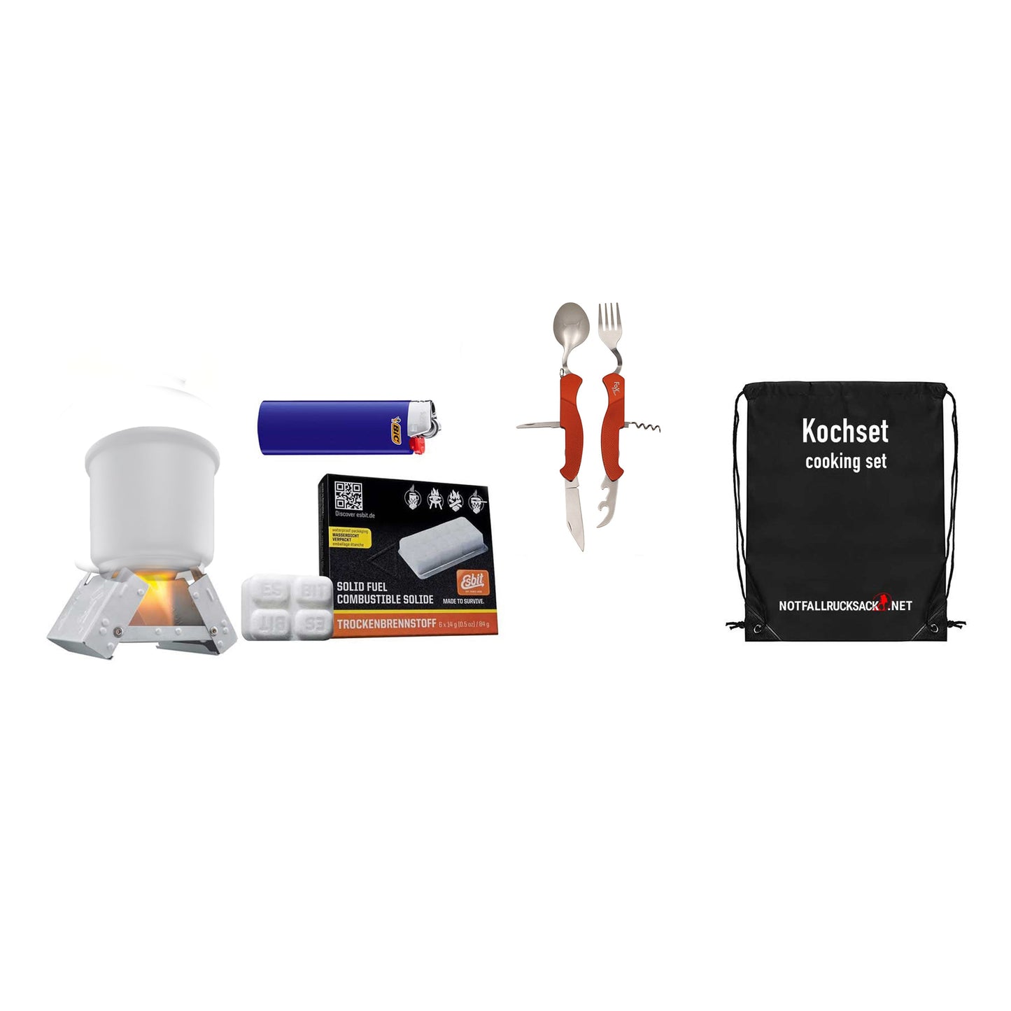 Emergency backpack for 2 people - twice the content - incl. food, sleeping, first aid escape backpack twice