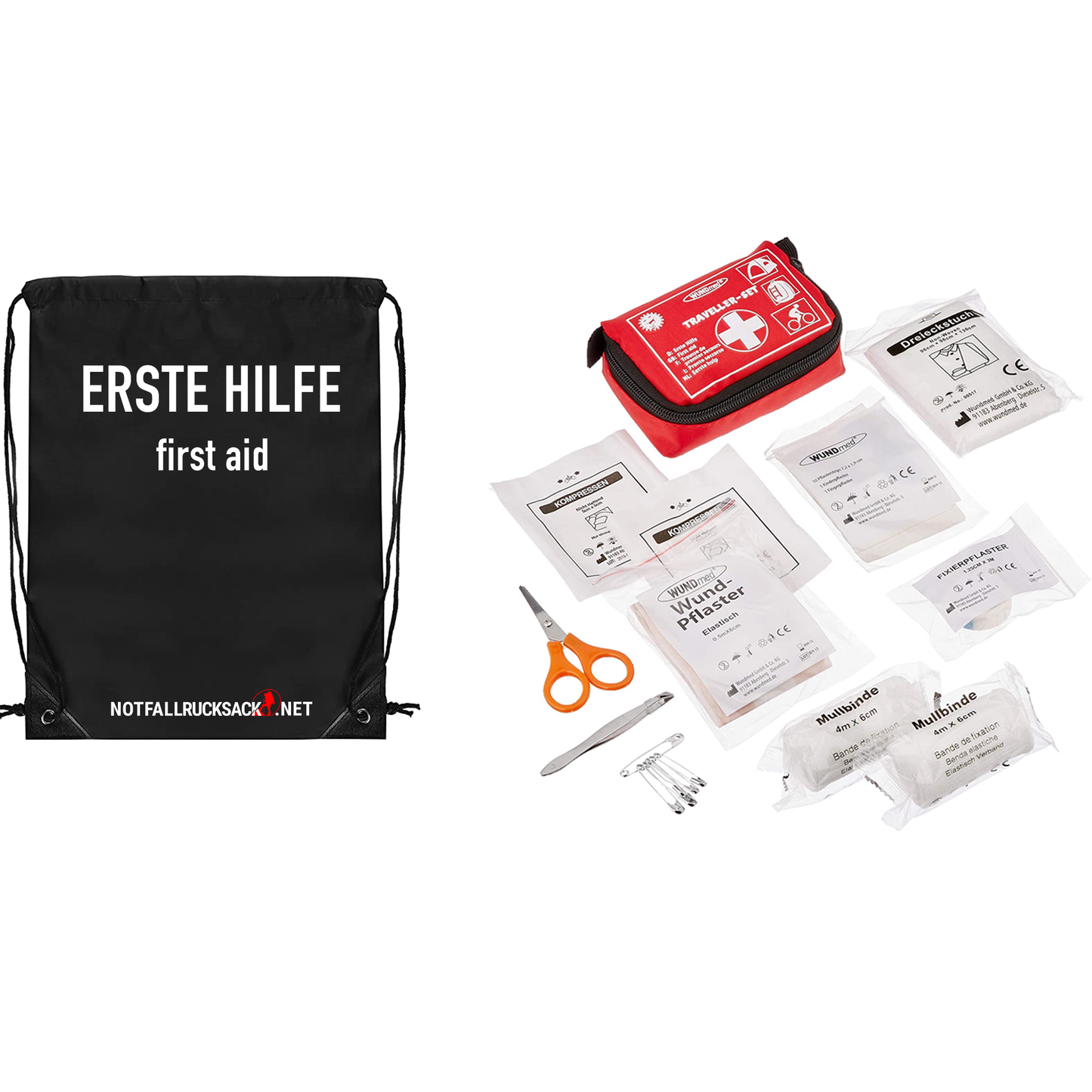 Emergency backpack for 2 people - twice the content - incl. food, sleeping, first aid escape backpack twice