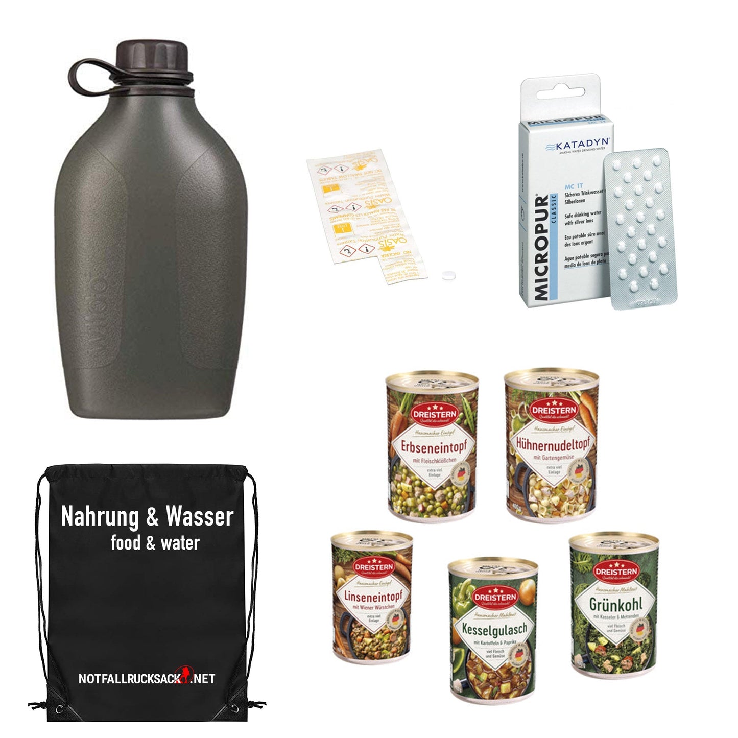 Emergency backpack for 2 people - twice the content - incl. food, sleeping, first aid escape backpack twice