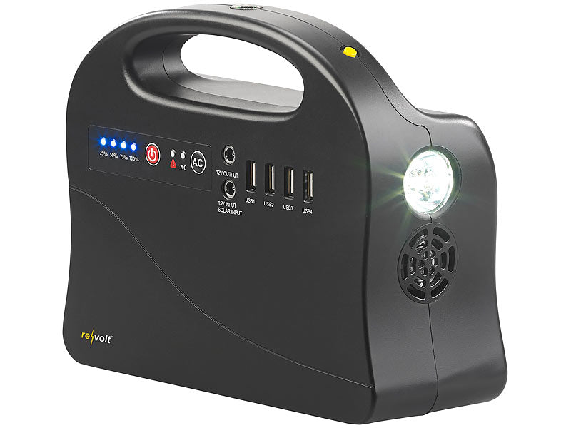 Premium emergency generator power bank with large solar panels 30000 mAh & 120 watt power station with socket