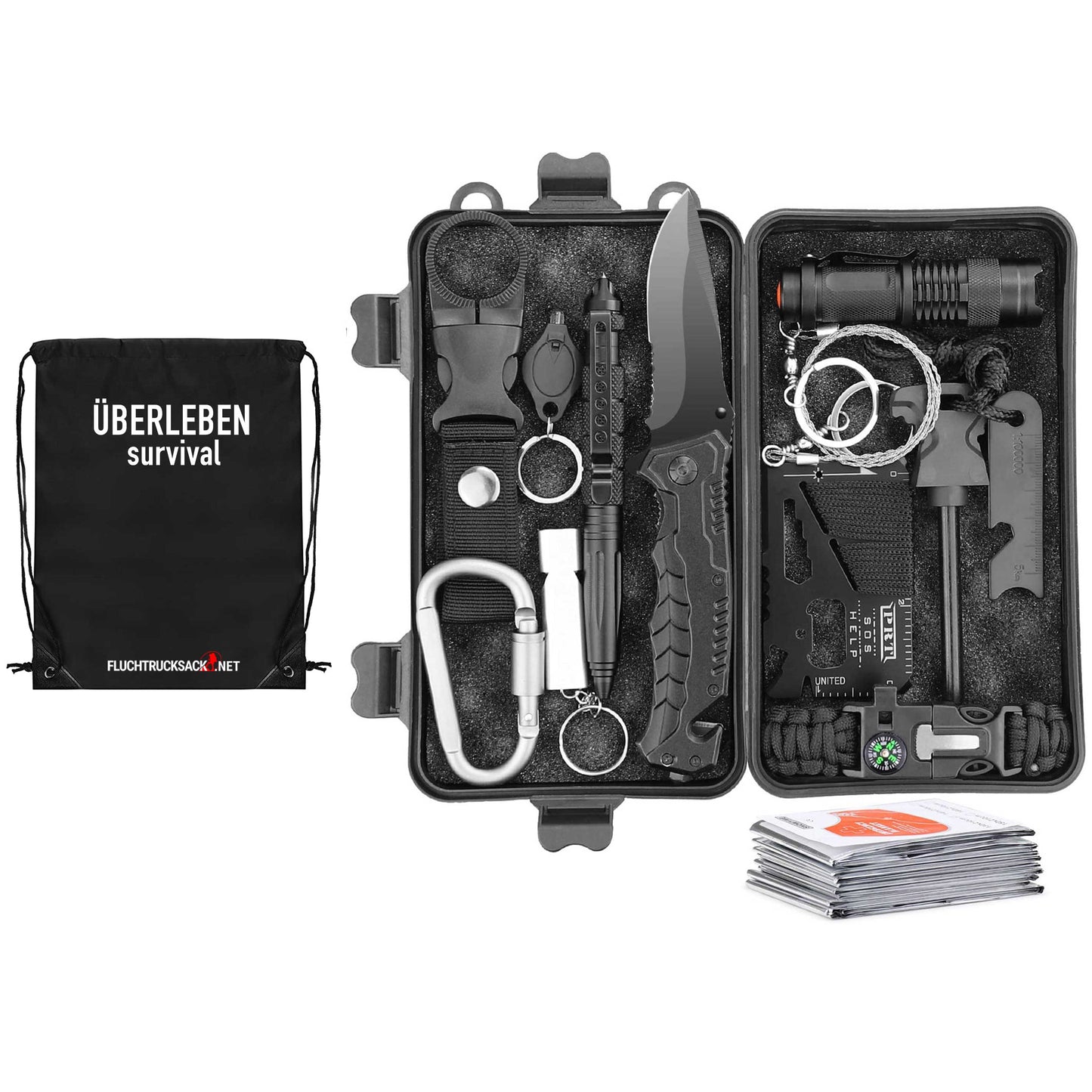 Emergency backpack for 2 people - twice the content - incl. food, sleeping, first aid escape backpack twice