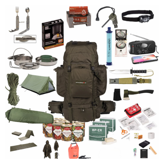 Emergency backpack "Extreme" Survival backpack with tent, sleeping bag, survival kit, emergency rations, water filter, hygiene