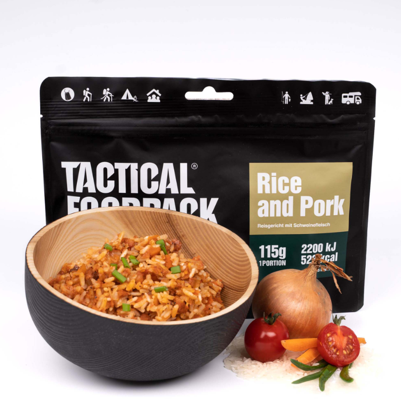 Rice dish with pork - 115 grams - main course/entree - meal - emergency ration/emergency food - emergency ration/emergency food - emergency pack/meal pack - food ration - survival ration - survival food - nutrients/nutrition