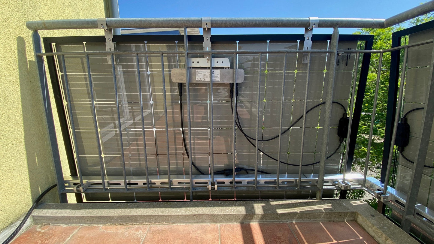 Balcony power plant complete package 405 Wp for the balcony (with round rods), photovoltaic system